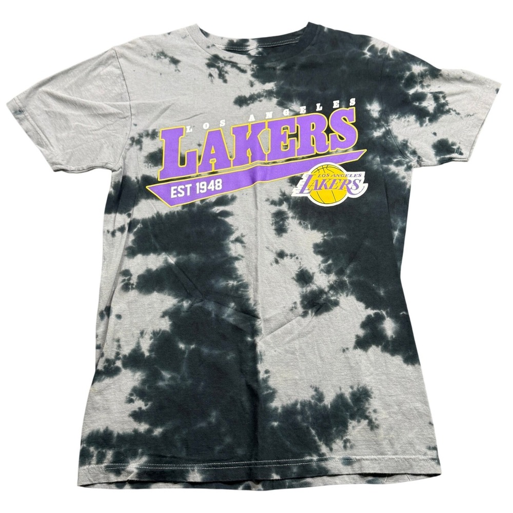 Los Angeles Lakers Ultra Game Tie‎ Dye Shirt Womens S Black Grey NBA Basketball